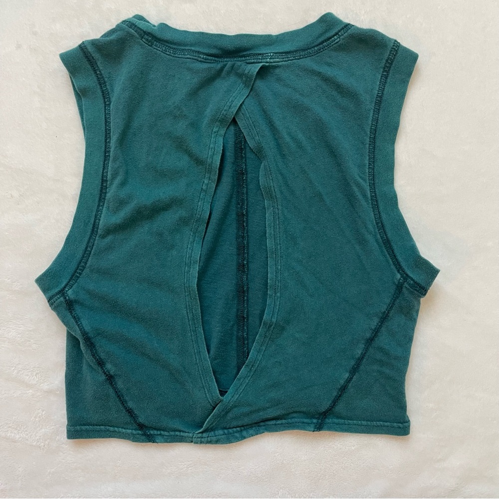 Free People Movement Play by Play Open Back Crop Tank Teal Blue Size XS - Picture 2 of 6